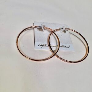 FAC Rose Gold Hoop Earrings with Swarovski Crystal 6 cm